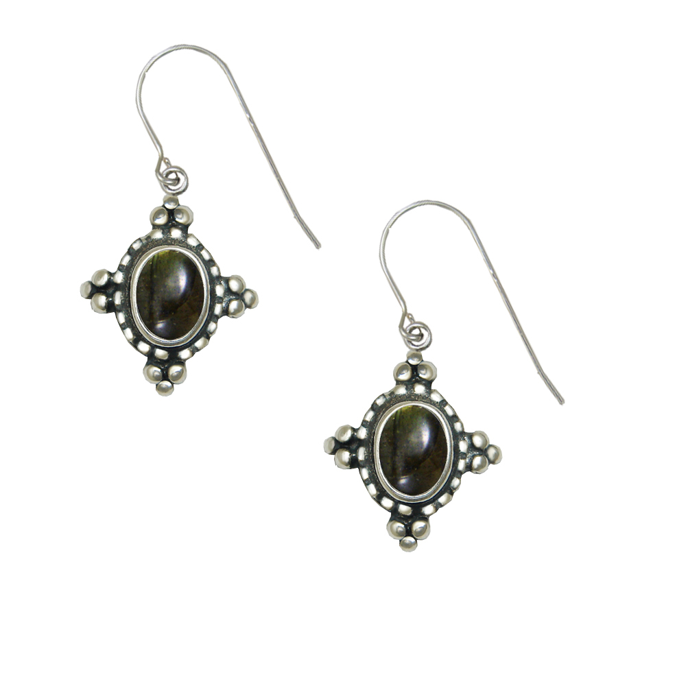Sterling Silver Little Spectrolite Gemstone Drop Dangle Earrings